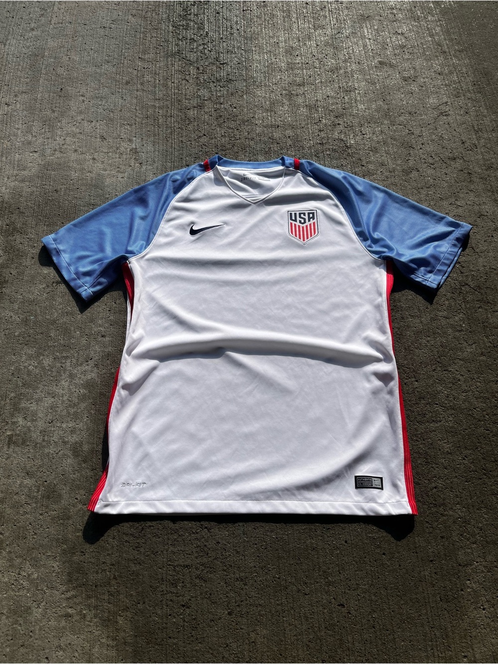 Nike USA Soccer Jersey - White with Light Blue Sleeves and Red Trim
